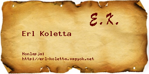 Erl Koletta névjegykártya